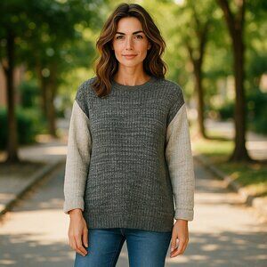 NEWPORT NEWS Thick Gray Oversized Tunic Sweater Ladies Large